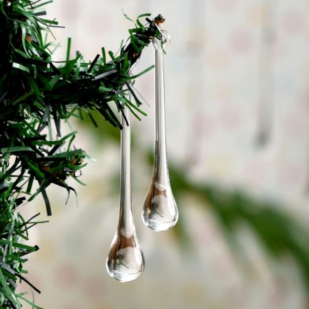 Clear Glass Chandelier Drop Ornaments - Christmas Tree Ornaments - Set of 20